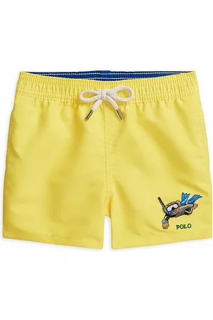 Ralph Lauren Boys Swim Shorts - Baby Boy's Snorkeling Polo Bear Swim Trunks - Lemon Crush - Size 18 Months