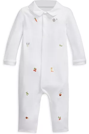 Ralph Lauren Baby Boy's Gardening Embroidered Long-Sleeve Bodysuit - White - Size 18 Months