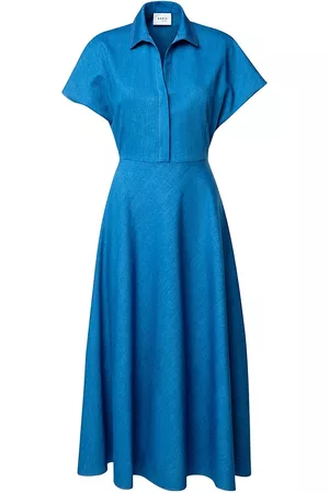 AKRIS Women's Washed Denim Shirtdress - Medium Blue Denim - Size 10