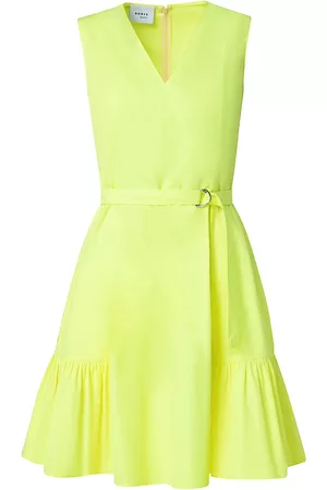 AKRIS Women's Sleeveless Belted Wrap Dress - Neon Yellow - Size 10