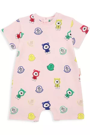 Moncler Baby Girl's Polar Bear Print Logo Romper - Pink - Size 6 Months