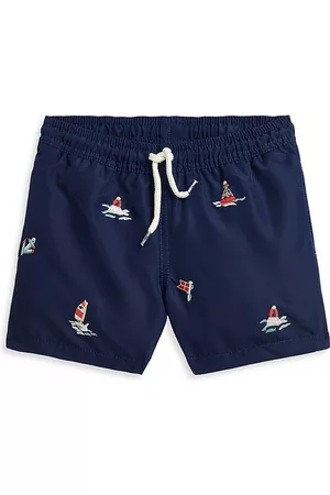 Ralph Lauren Little Boy's Sailboat Embroidered Swim Shorts - Newport Navy - Size 3