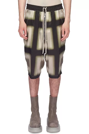 Rick Owens Men's Bela Pods Plaid Shorts - Black Plaid - Size 40