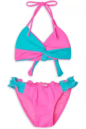 LITTLE PEIXOTO Little Girl's & Girl's Edy Colorblocked Bikini - Pink Swirl - Size 12