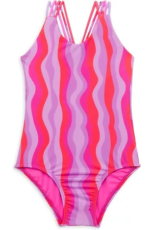 LITTLE PEIXOTO Little Girl's & Girl's Mona One-Piece Swimsuit - Berry Crush Groove - Size 4