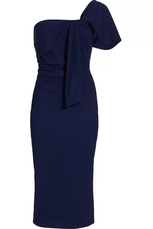 CHIARA BONI Women's Teresa Draped Cocktail Dress - Blue Notte - Size 18