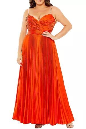 Mac Duggal Women's Fabulouss Pleated Embellished Strap Gown - Cayenne - Size 16