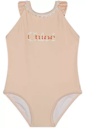 Chloé Baby's & Little Girl's Logo Ruffle-Trim One-Piece Swimsuit - Palepink - Size 18 Months