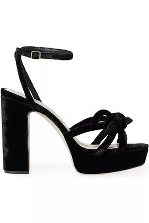 Loeffler Randall Women's Melany Velvet Bow Heeled Platform Sandals - Black - Size 9.5