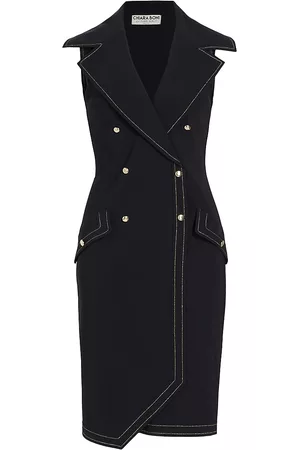 CHIARA BONI Women's Stefano Double-Breasted Stretch Blazer Dress - Black - Size 14