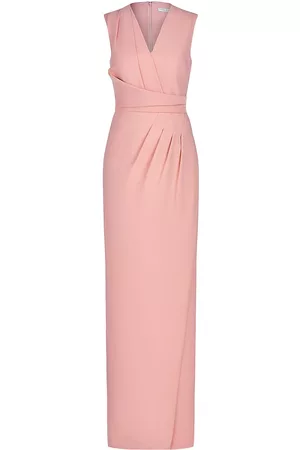 Kay Unger Women's Cassia Pleated Column Gown - Rose Tan - Size 12