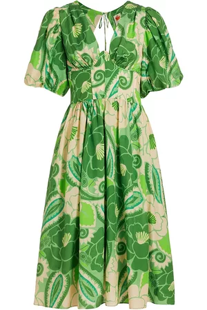Farm Rio Women's Tropical Groove Bustier Floral Midi-Dress - Tropical Groove Green - Size Medium