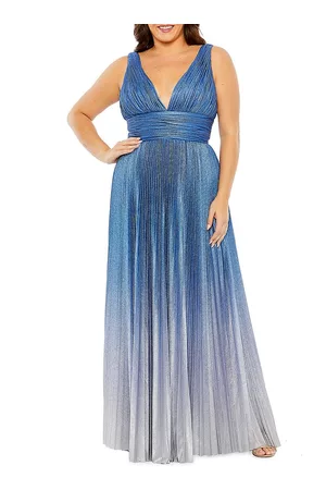Mac Duggal Women's Fabulouss Ombré Pleated Gown - Sapphire - Size 22