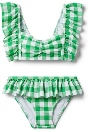 Janie and Jack Baby Swimsuits - Baby Girl's,Little Girl's & Girl's 2-Piece Gingham Ruffle Swimsuit - Green - Size 8