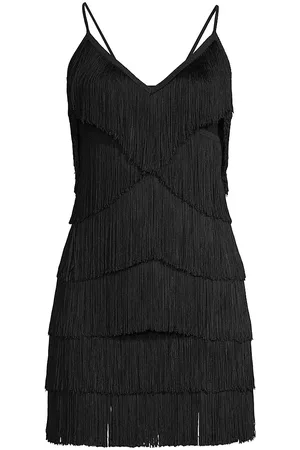 Norma Kamali Women's Fringe Slip Minidress - Black - Size Large