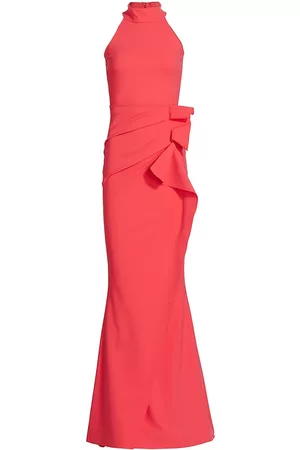 CHIARA BONI Women Halter Neck Dresses - Women's Gudrum Halter Ruffle Gown - Corallo - Size 18