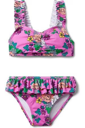 Janie and Jack Girls Swimsuits - Little Girl's & Girl's 2-Piece Floral Ruffle Swimsuit - Pink - Size 12