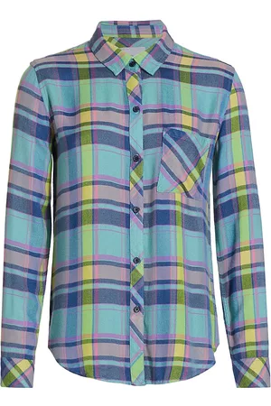 Rails Women's Hunter Plaid Herringbone Button-Front Shirt - Lime Berry - Size XS