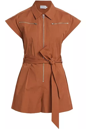 TANYA TAYLOR Women's Skye Belted Romper - Ginger - Size Large