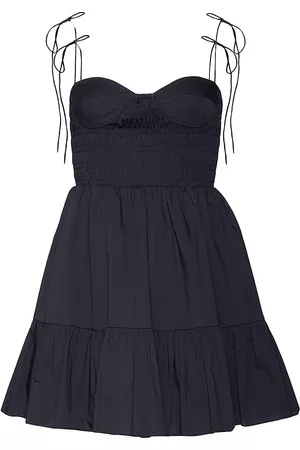 Staud Women Mini Dresses - Women's Landry Smocked Bustier Minidress - Black - Size XL