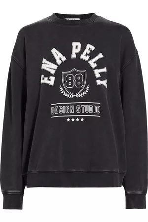 ENA PELLY Women's Varsity Crest Sweater - Vintage Black - Size 12