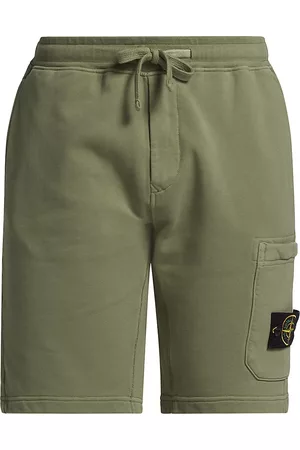 Stone Island Men's Logo-Appliquéd Cotton Drawstring Shorts - Sage - Size Medium