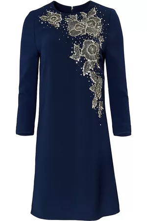 Carolina Herrera Women's Sequin & Rhinestone Embellished Shift Dress - Midnight - Size 6
