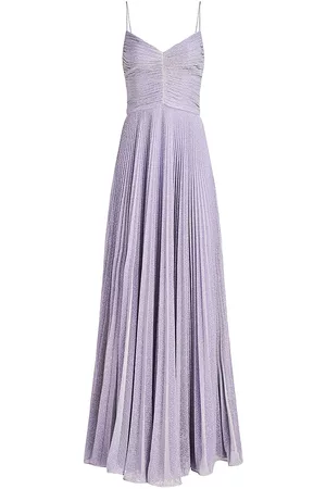 Halston Heritage Women's Maycee Pleated Shimmer Jersey Gown - Amethyst - Size 8
