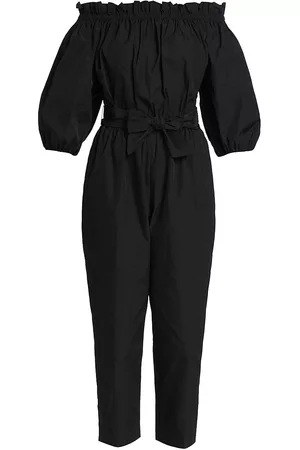 Kate Spade Women's Taffeta Off-The-Shoulder Jumpsuit - Black - Size Large