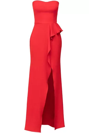 Dress The Population Women's Kai Stretch Crepe Strapless Gown - Rouge - Size Large