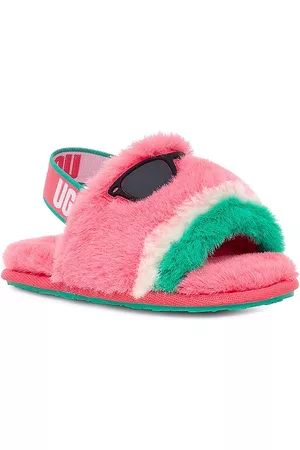UGG Little Girl's & Girl's Fluff Yeah Watermelon Stuffie Slippers - Watermelon - Size 8 (Toddler)