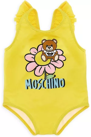 Moschino Baby Girl's & Little Girl's Bear Flower Ruffled Swimsuit - Yellow - Size 3 Months