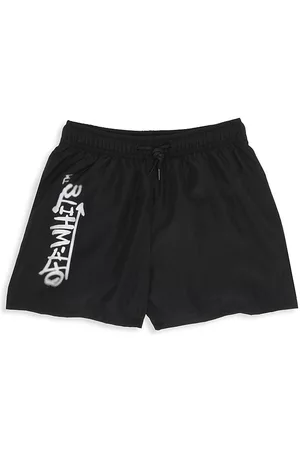 OFF-WHITE Little Boy's & Boy's Graffiti Logo Swim Shorts - Black White - Size 10