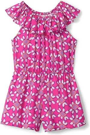 Hatley Girls T-shirts - Little Girl's & Girl's Shibori Flowers Romper - Fuchsia Purple - Size 3