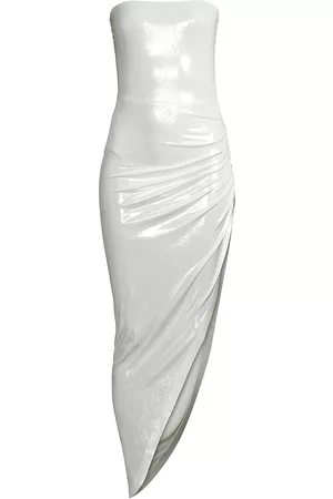 Norma Kamali Women's Asymmetric Strapless Lamé Gown - Pearl - Size Large