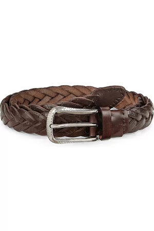 Brunello Cucinelli Men Belts - Men's Braided Leather Belt - Havana - Size 38