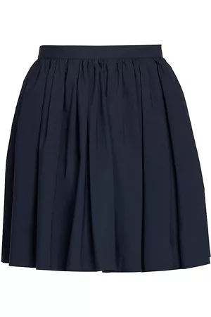 Moncler Women's Pleated Cotton Miniskirt - Navy - Size 6