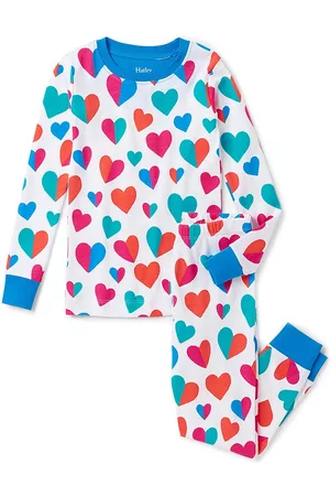 Hatley Little Girl's & Girl's Split Hearts Pajama Set - White - Size 2