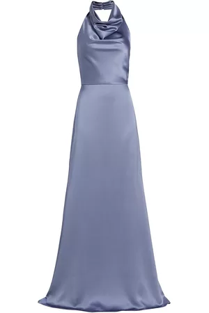 Amsale Women's Satin Halter Gown - Slate - Size 18