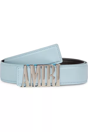 AMIRI Belts - Men's Leather Logo Belt - Baby Blue - Size 40