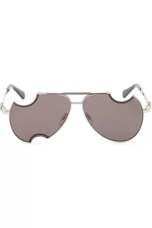 OFF-WHITE Women Sunglasses - Women's Dallas 62MM Cut-Out Pilot Sunglasses - Silver Dark Grey