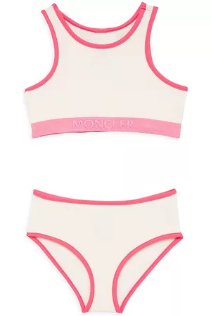 Moncler Girls Swimsuits - Little Girl's & Girl's 2-Piece Logo Swimsuit - Pink White Multi - Size 8