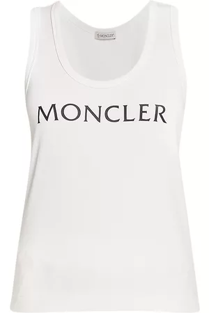 Moncler Women Tank Tops - Women's Logo Jersey Tank - White - Size Medium