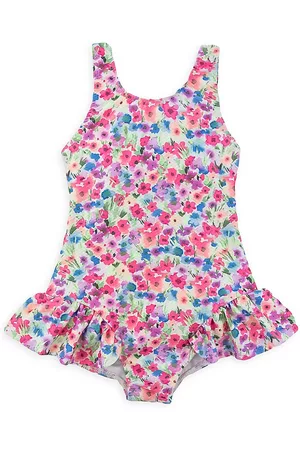 Florence Eiseman Girls Swimsuits - Little Girl's Floral Ruffle One-Piece Swimsuit - Size 2
