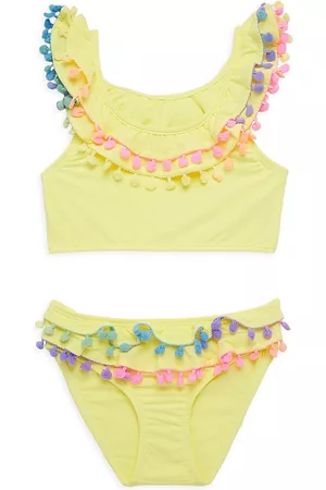 PQ Little Girl's & Girl's Pom Pom Bikini - Sunshine - Size 2