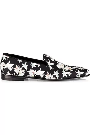 Manolo Blahnik Men's Mario Floral Loafers - Black White Multi - Size 11