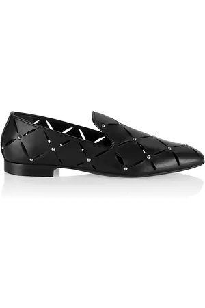 VERSACE Men's Studded Leather Loafers - Black Ruthenium - Size 10