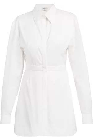 Alexander McQueen Women Long Sleeve Dresses - Women's Long-Sleeve Poplin Shirtdress - Optical White - Size 10