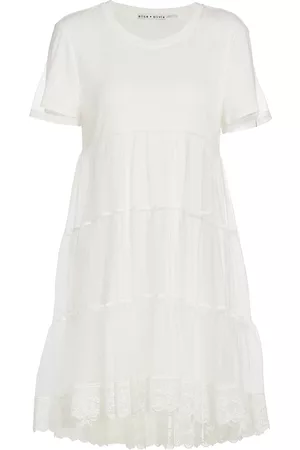 ALICE+OLIVIA Women's Embroidered Tulle & Jersey T-Shirt Dress - White - Size Small