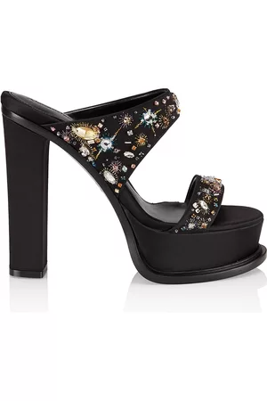 Alexander McQueen Women Platform Sandals - Women's 145MM Embellished Platform Sandals - Black Multi - Size 11
